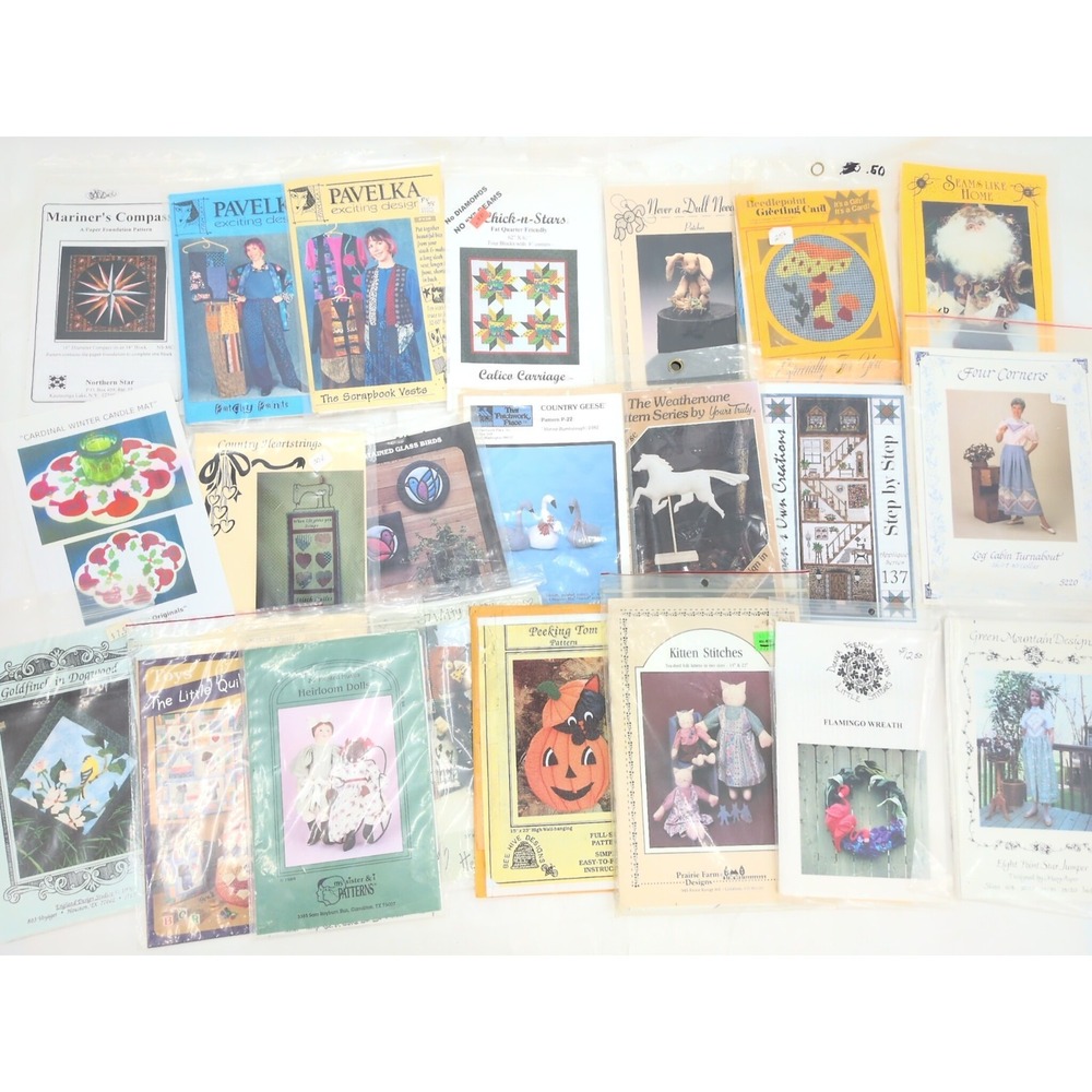 VTG Lot 20+ Quilt Sewing Craft Patterns Various Brands Themes Templates